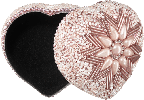 Schmuckbox mit Perlen und Pailetten Herzform  Dekorieren & Einrichten
