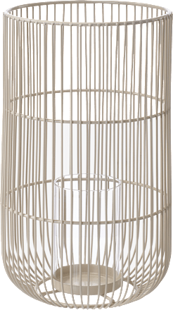 Windlicht aus Metall rund/groß, greige (32x18x18 cm) BOLTZE