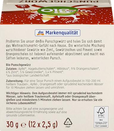Punschgewürz Tee (12 Beutel) dmBio