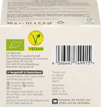 Čajna mješavina za punč - začini, (12x2,5 g) dmBio