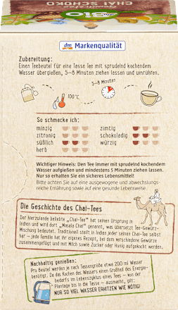 Herbatka czekoladowy czaj Podróż do Orientu, łupiny kakaowca, imbir & cynamon (20 x 2 g) dmBio