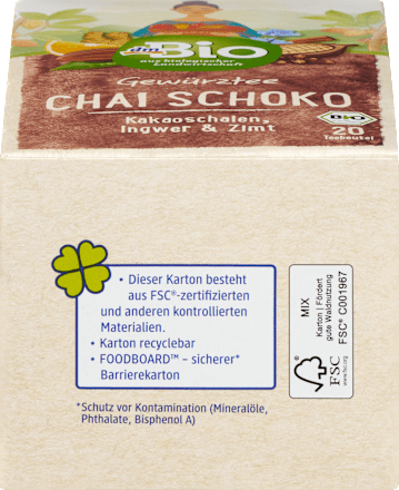 Bio mešanica zeliščnega in začimbnega čaja Chai Schoko (20 x 2 g) dmBio