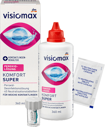 Peroxidlösung Komfort Super für weiche Kontaktlinsen, mit Kontaktlinsenbehälter   VISIOMAX