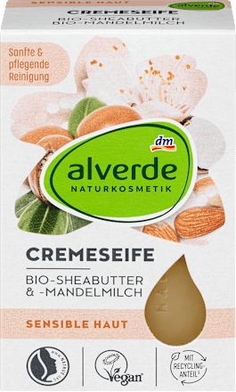 Seifenstück Cremeseife Sheabutter, Mandelmilch alverde NATURKOSMETIK