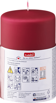 Stumpenkerze matt 120/80 bordeaux Profissimo
