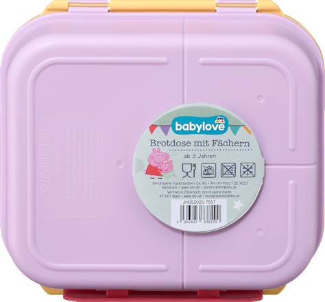 Brotdose mit Fächern Peppa Pig lila/gelb babylove