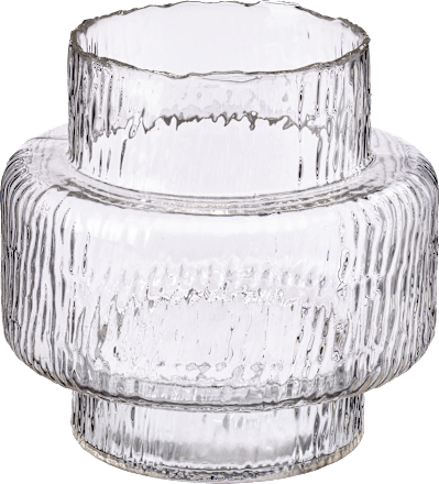 Vase aus Glas, geriffelt, transparent (14,5x14,5x19,5 cm) Dekorieren & Einrichten