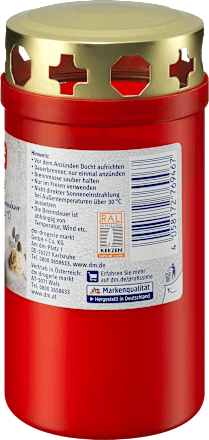 Grabkerze mit Deckel rot Profissimo