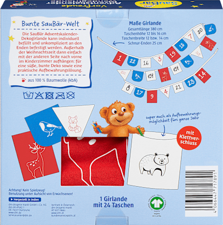 Girlanda za adventni koledar SauBär