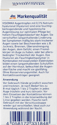 Augentropfen mit 0,3% Hyaluron, ohne Konservierungsmittel VISIOMAX