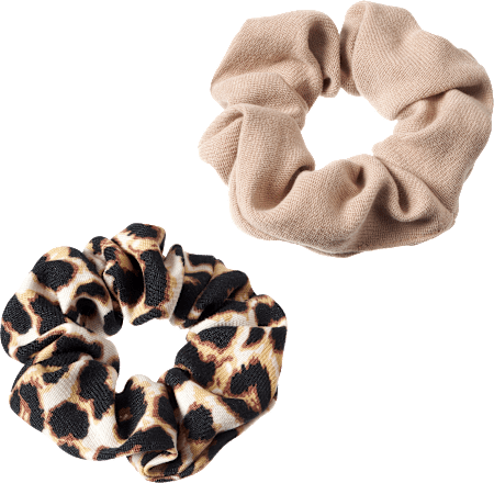 Scrunchies Leo-Print, beige ebelin