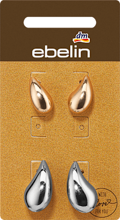 Ohrstecker Tropfenform, Silber- & Gold-Optik ebelin