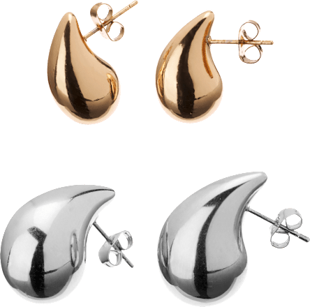 Ohrstecker Tropfenform, Silber- & Gold-Optik ebelin