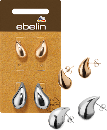 Ohrstecker Tropfenform, Silber- & Gold-Optik ebelin