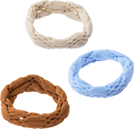 Haargummis mit Lochmuster beige, blau, braun ebelin