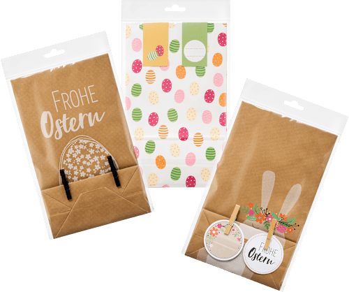 Geschenktüten aus Kraftpapier Ostern, midi, mit Accessoires Profissimo