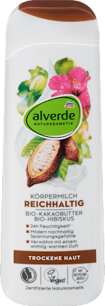 Mleko za telo REICHHALTIG z bio kakavovim maslom in bio hibiskusom alverde NATURKOSMETIK