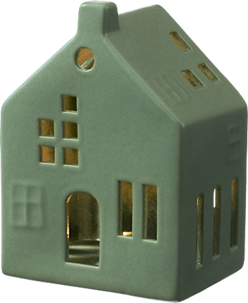 Dekoaufsteller, Haus mit LED, grün (14 cm) BOLTZE
