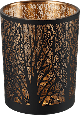 Kerzenhalter aus Glas, Bäume, schwarz-rosé (12,5 cm) Dekorieren & Einrichten