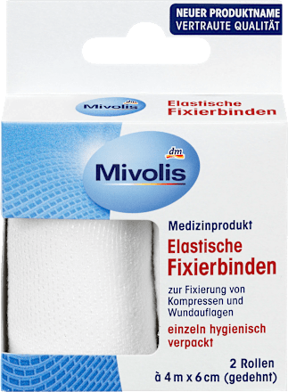 Elastische Fixierbinden, 6 cm x 4 m (gedehnt), 2 Rollen Mivolis
