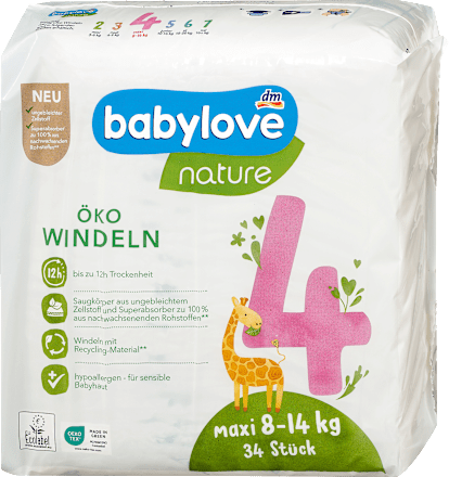 Windeln Gr. 4 Maxi (8-14 kg) babylove nature