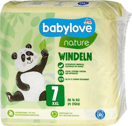 Windeln Gr. 7, XXL (ab 16 kg) babylove nature