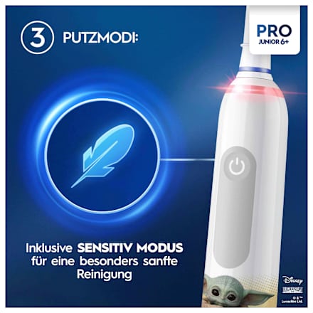 Elektrische Zahnbürste Kinder PRO Junior Grogu/Starwars, ab 6 Jahren Oral-B