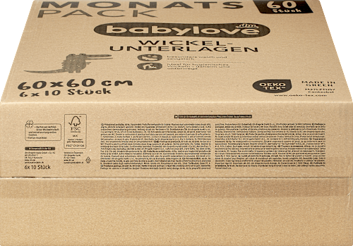 Wickelunterlagen (60x60 cm), Monatspack babylove