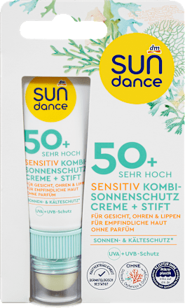 Комбинирана слънцезащита - крем и балсам за устни Sensitiv SPF 50+ sundance