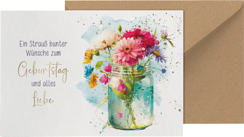 Grußkarte Geburtstag Blumenvase CACTUS