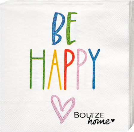 Servietten "BE HAPPY" (33x33 cm) BOLTZE