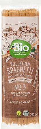 Nudeln, Spaghetti aus Vollkorn-Hartweizengrieß, Vollkorn dmBio