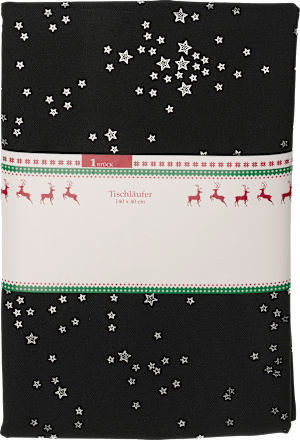 Tischläufer mit Sternchen, schwarz (140x40 cm) Dekorieren & Einrichten