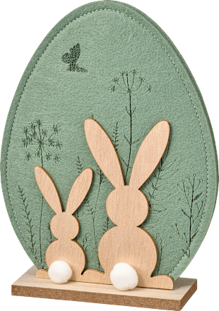 Filzaufsteller, Ei, Holzhasen, natur/grün Dekorieren & Einrichten