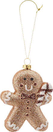 Lebkuchenmännchen aus Kunststoff, braun beglittert Dekorieren & Einrichten