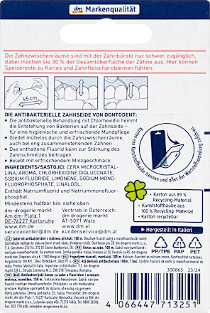 Filo interdentale antibatterico alla menta Dontodent