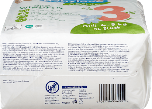 Pieluszki rozmiar 3, midi, 4-9 kg babylove nature