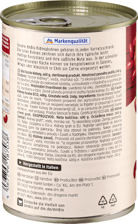 Fasola czerwona Kidney, masa netto 400 g, masa po odcieku dmBio