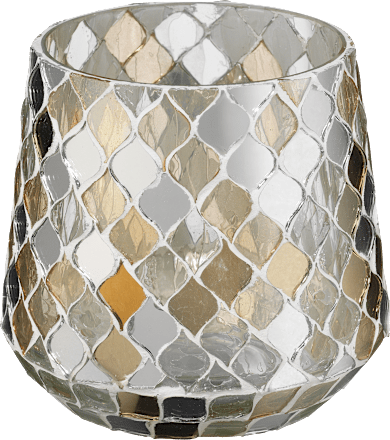 Windlicht Mosaik, bernstein/weiß/silber BOLTZE