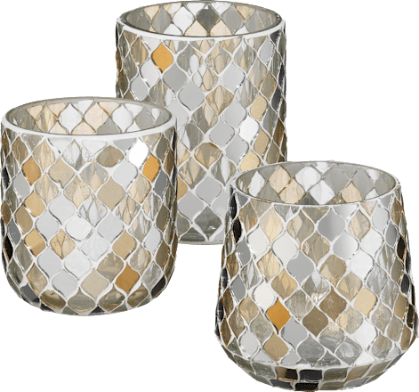 Windlicht Mosaik, bernstein/weiß/silber BOLTZE