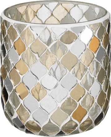 Windlicht Mosaik, bernstein/weiß/silber BOLTZE