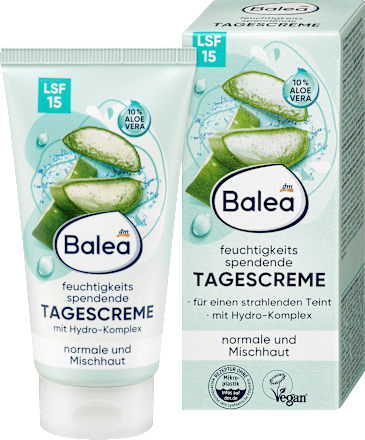 Hydratačný denný pleťový krém Aloe vera 10 % s OF 15  Balea