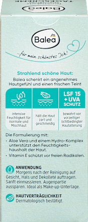 Hydratačný denný pleťový krém Aloe vera 10 % s OF 15  Balea
