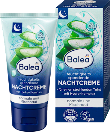 Hydratačný nočný pleťový krém s 10 % Aloe vera Balea