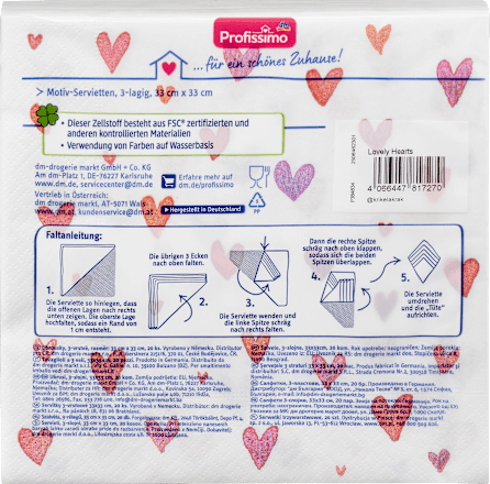 Servietten "Lovely Hearts" (33x33 cm)  Profissimo