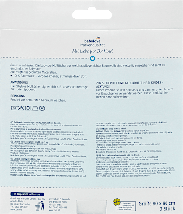 Mulltücher Blumen/Rosa babylove