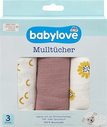 Mulltücher Blumen/Rosa babylove