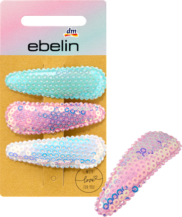 Haarclips mit Pailletten weiß, rosa, blau ebelin