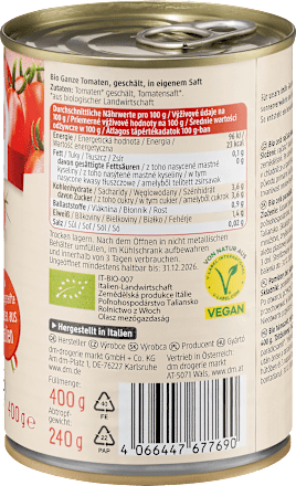 Bio olupljeni celi paradižniki v lastnem soku dmBio