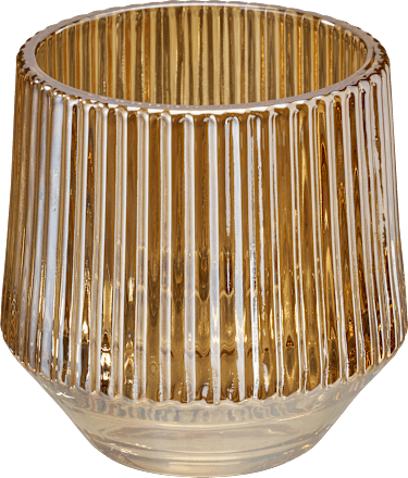 Kerzenhalter aus Glas, Rillen, gold glänzend BOLTZE
